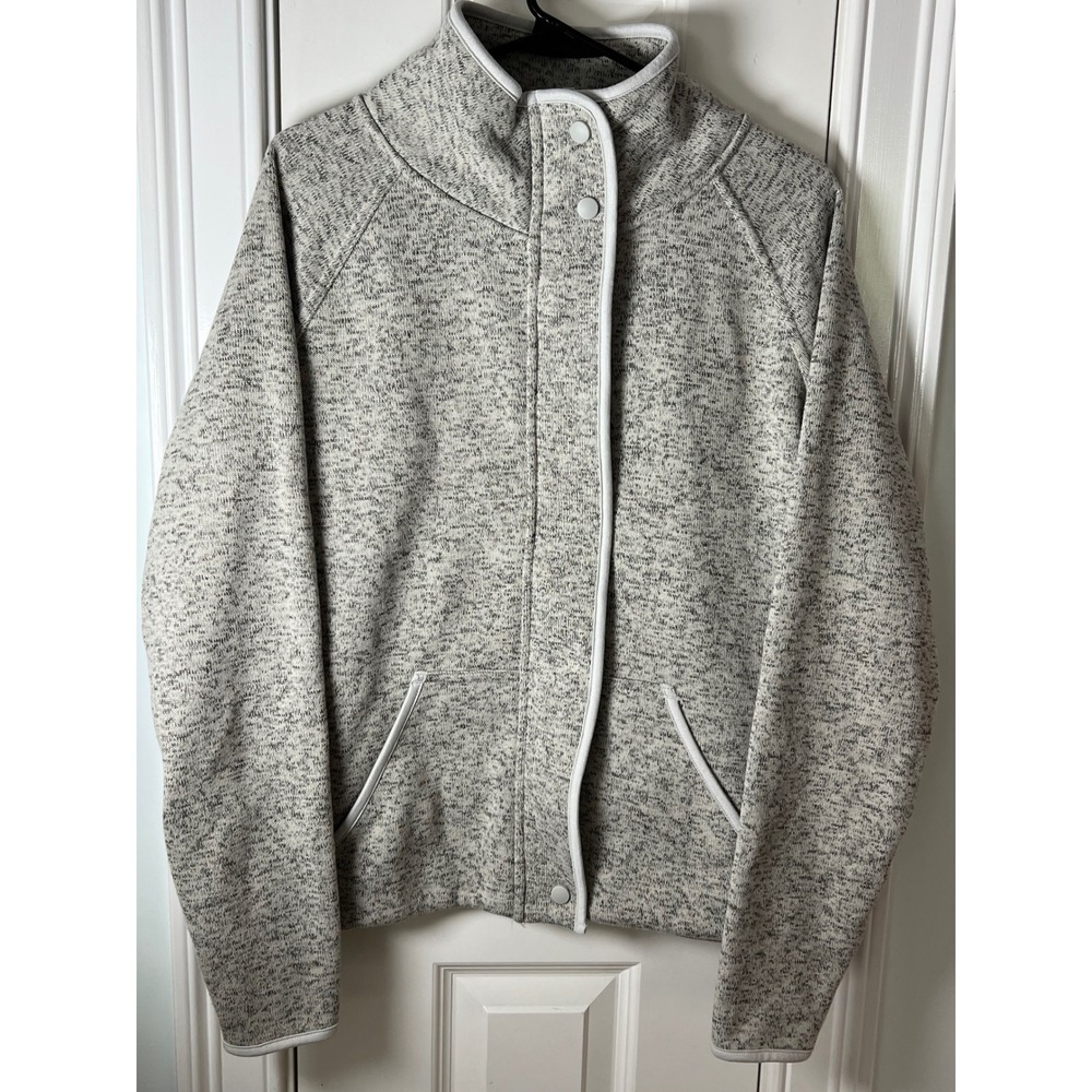 Champion Womens Gray Marl Sweater Fleece Snap Front Jacket K9686-778 Size M